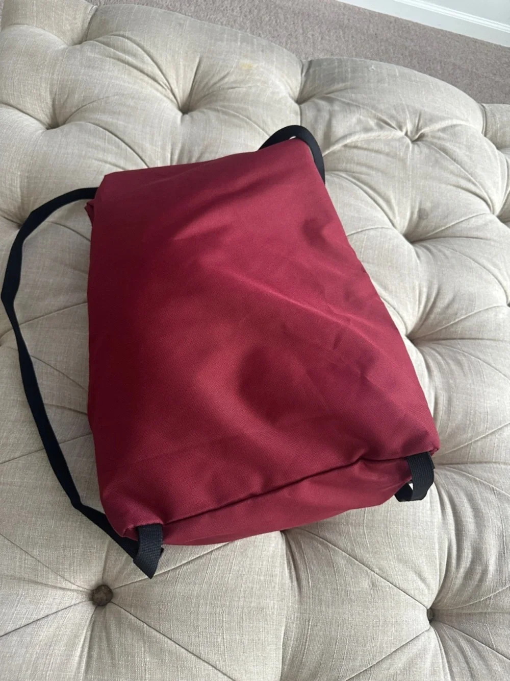 On Running Maroon Roll-Top Backpack with Black Straps